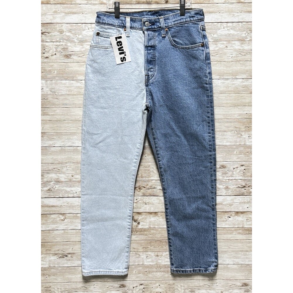 Levis 501xx Button Fly Two Tone Straight Denim Jeans Womens 27x26 NWT